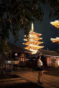 Asakusa Tempel in Tokyo bei Nacht