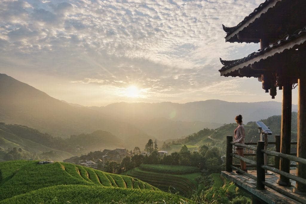 Sonnenaufgang über Longsheng