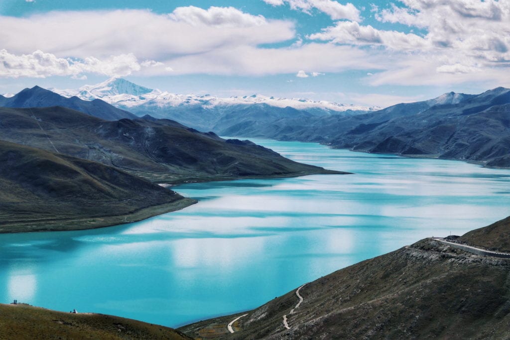 Yamdrok See mit Gletscher