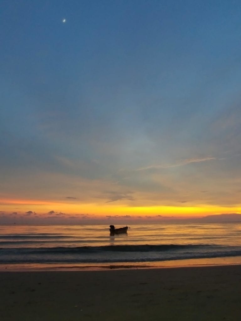 Sonnenuntergang Boot Whitesandy Beach