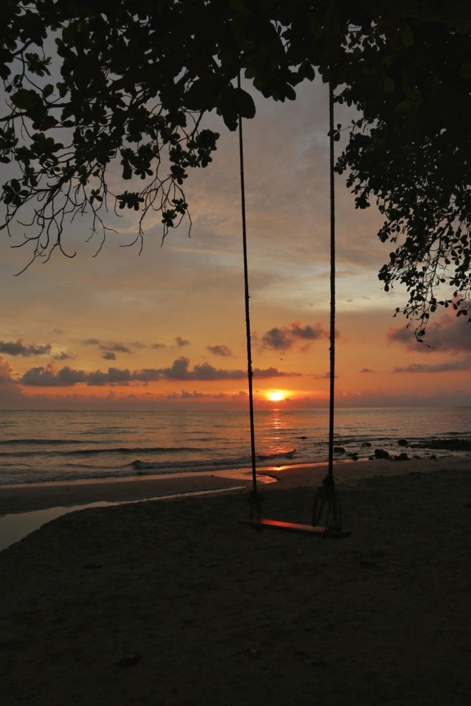 Sonnenuntergang Schaukel Whitesandy Beach