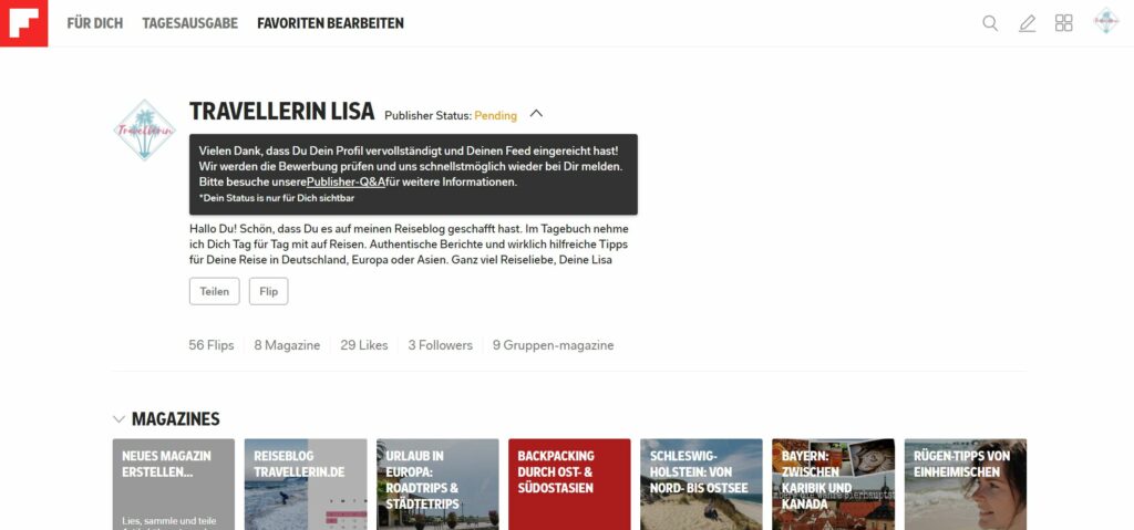 Flipboardprofil von Travellerin Lisa